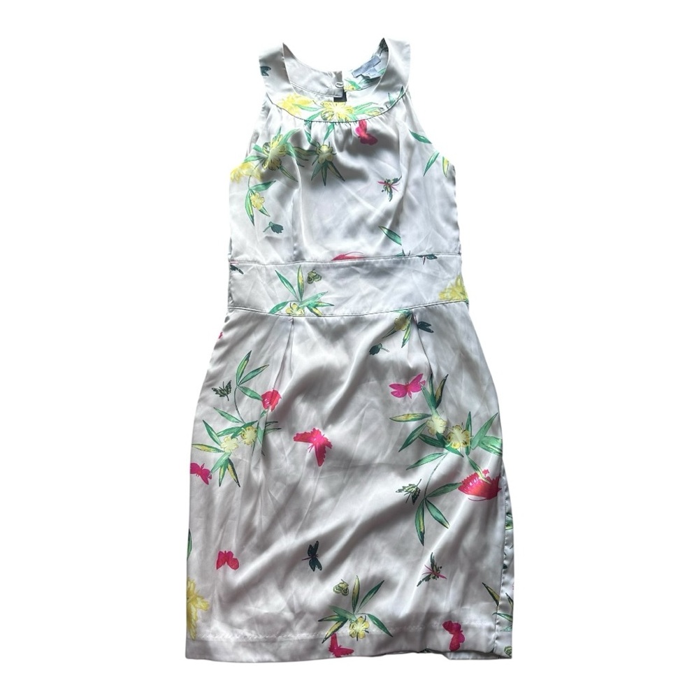 H&M Tan and Pink Floral Dress size 8‎ Gold accents